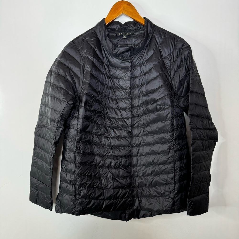Athleta Downkind Black Goose Down Jacket Size Small Tall